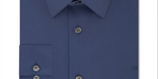 Camisa social masculina Calvin Klein Classic Regular Fit Stretch Flex Collar Solid Azul Tamanho 17x36-37