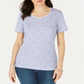 Camiseta feminina de manga curta estampada Karen Scott - Azul Intrepid, tamanho grande