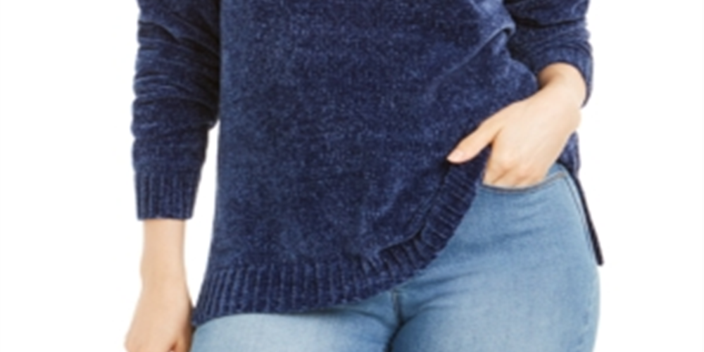 Karen Scott Suéter Feminino Gola V Chenille Azul Tamanho Pequeno G
