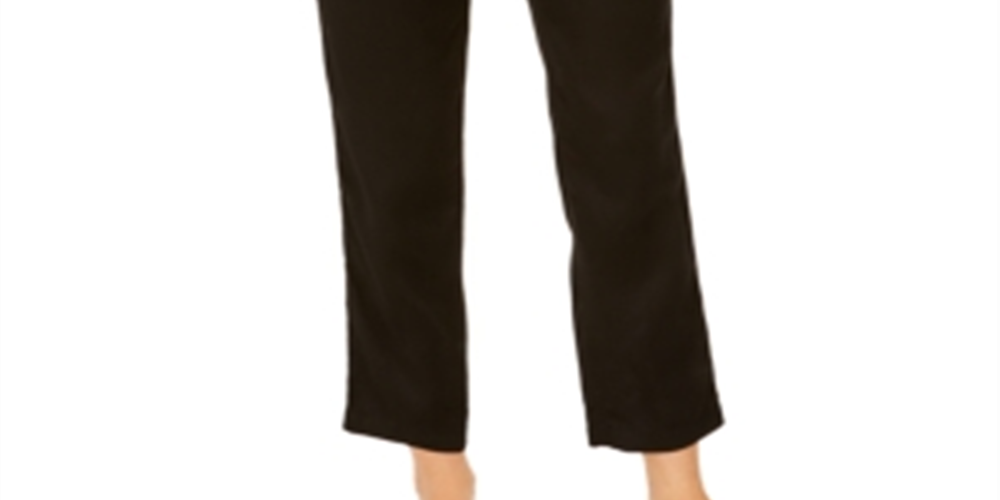 Calça utilitária com cinto e gravata feminina Style &amp; Co, preta, tamanho P