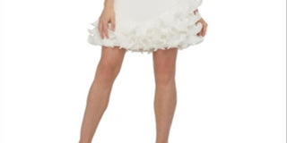 Vestido curto com babados e alças finas sem mangas Guss feminino, tamanho branco, tamanho 10