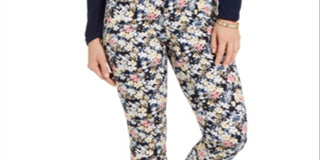 Calça jeans skinny Bristol estampada floral Petite Club Charter, preta, tamanho 2P