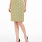 Saia lápis xadrez jacquard feminina Kasper, amarela, tamanho 6, pequena