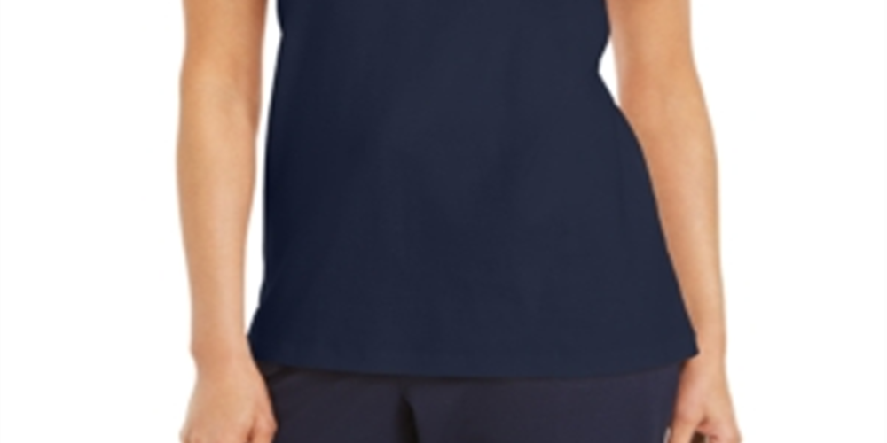 Karen Scott Blusa Feminina com Decote em V Contrastado Azul Tamanho P