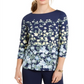 Blusa feminina Charter Club com estampa floral e decote canoa, azul, tamanho pequeno