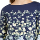 Blusa feminina Charter Club com estampa floral e decote canoa, azul, tamanho pequeno