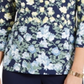 Blusa feminina Charter Club com estampa floral e decote canoa, azul, tamanho pequeno