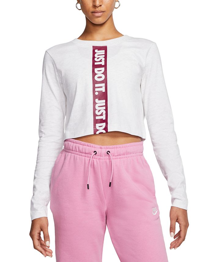 Top curto Nike Sportswear de algodão feminino, cinza, tamanho médio