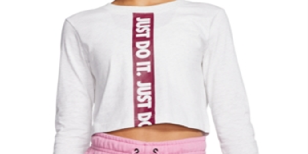 Top curto Nike Sportswear de algodão feminino, cinza, tamanho médio