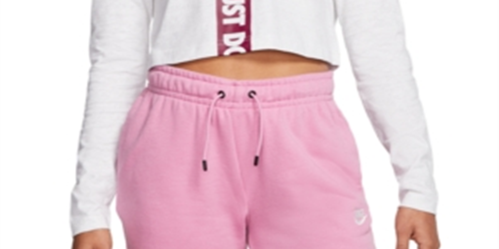 Top curto Nike Sportswear de algodão feminino, cinza, tamanho médio