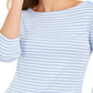 Blusa listrada feminina Charter Club manga 3/4 azul tamanho pequeno