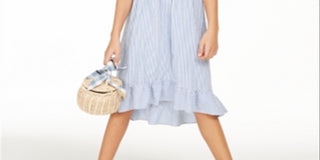 Vestido Charter Club Big Girls Mommy &amp; Me Seersucker Azul Tamanho Médio