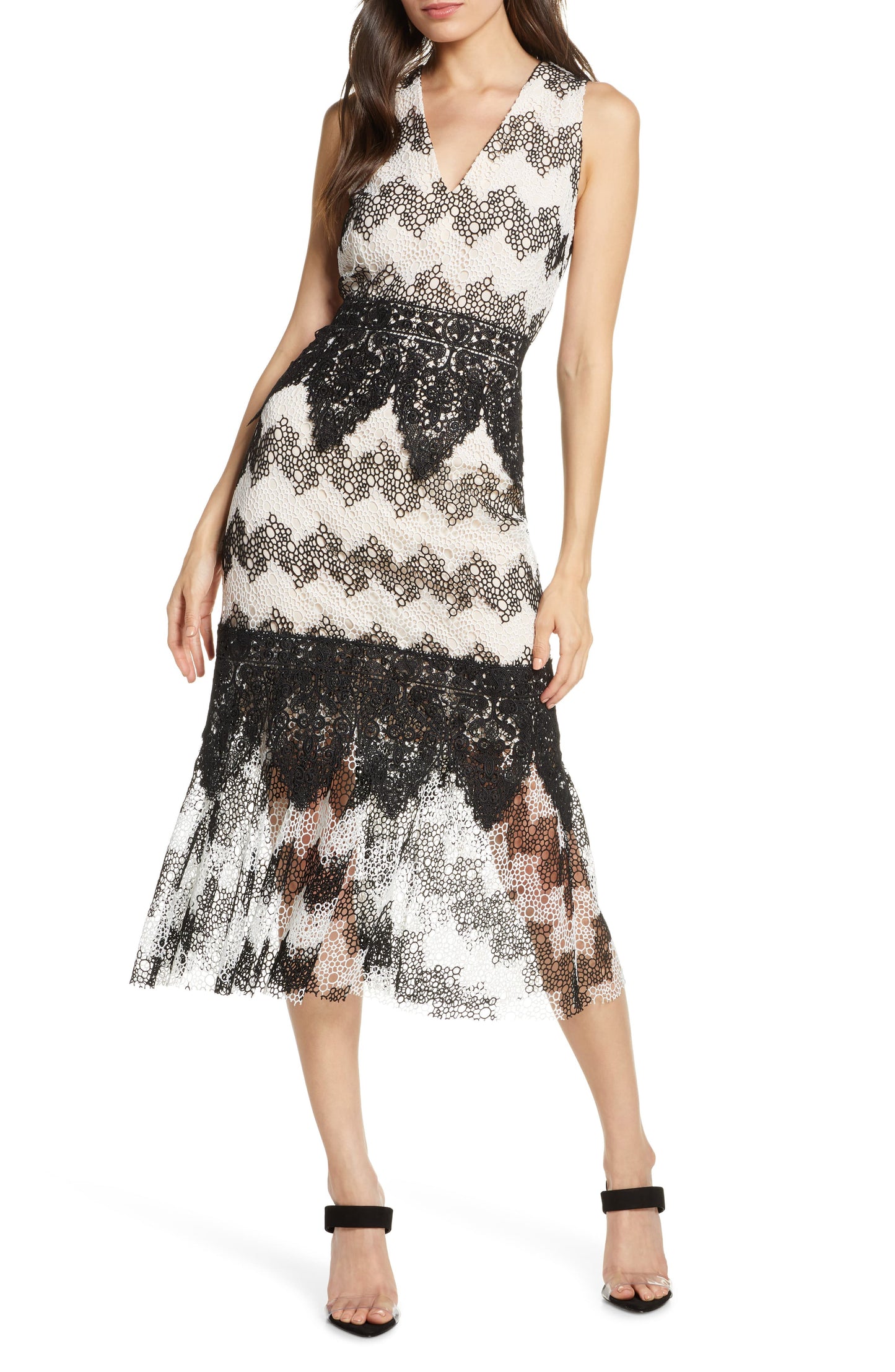 Vestido midi de renda bolha Montana da Foxiedox feminino, preto, tamanho grande