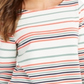 Blusa feminina listrada com manga amarrada Charter Club, branca, tamanho pequeno P/M