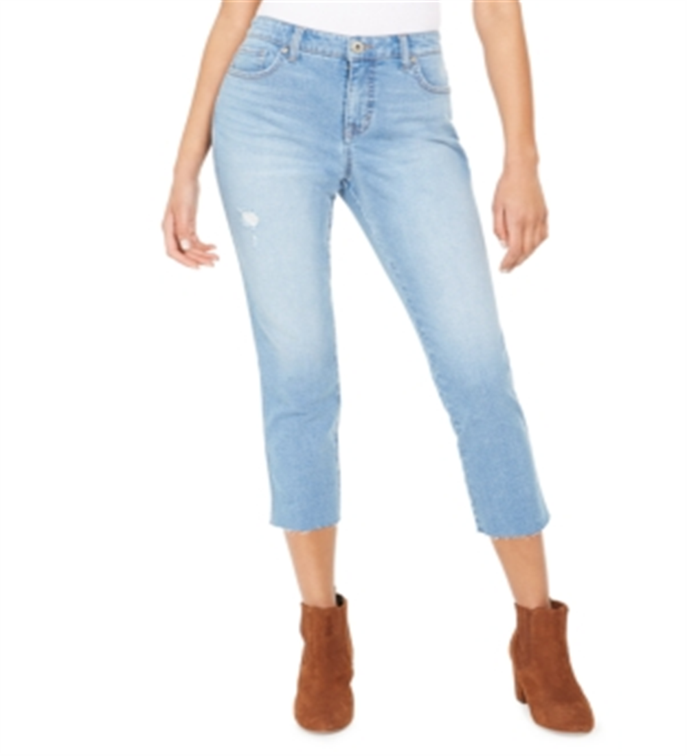Calça jeans cropped feminina estilo &amp; co, azul, tamanho 6