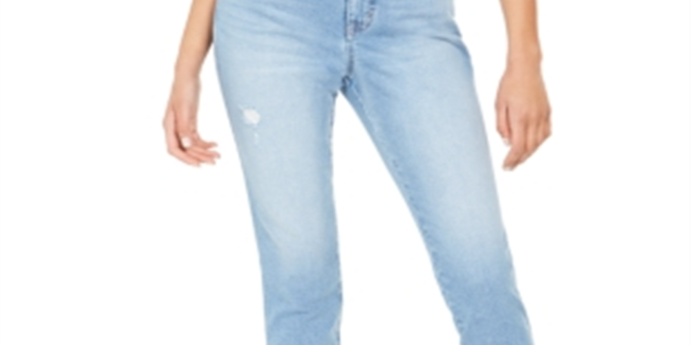 Calça jeans cropped feminina estilo &amp; co, azul, tamanho 6
