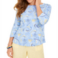Blusa feminina com estampa paisley e manga 3/4, tamanho médio, roxa, Charter Club