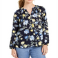 Blusa feminina de georgette com estampa floral azul Charter Club, tamanho GG
