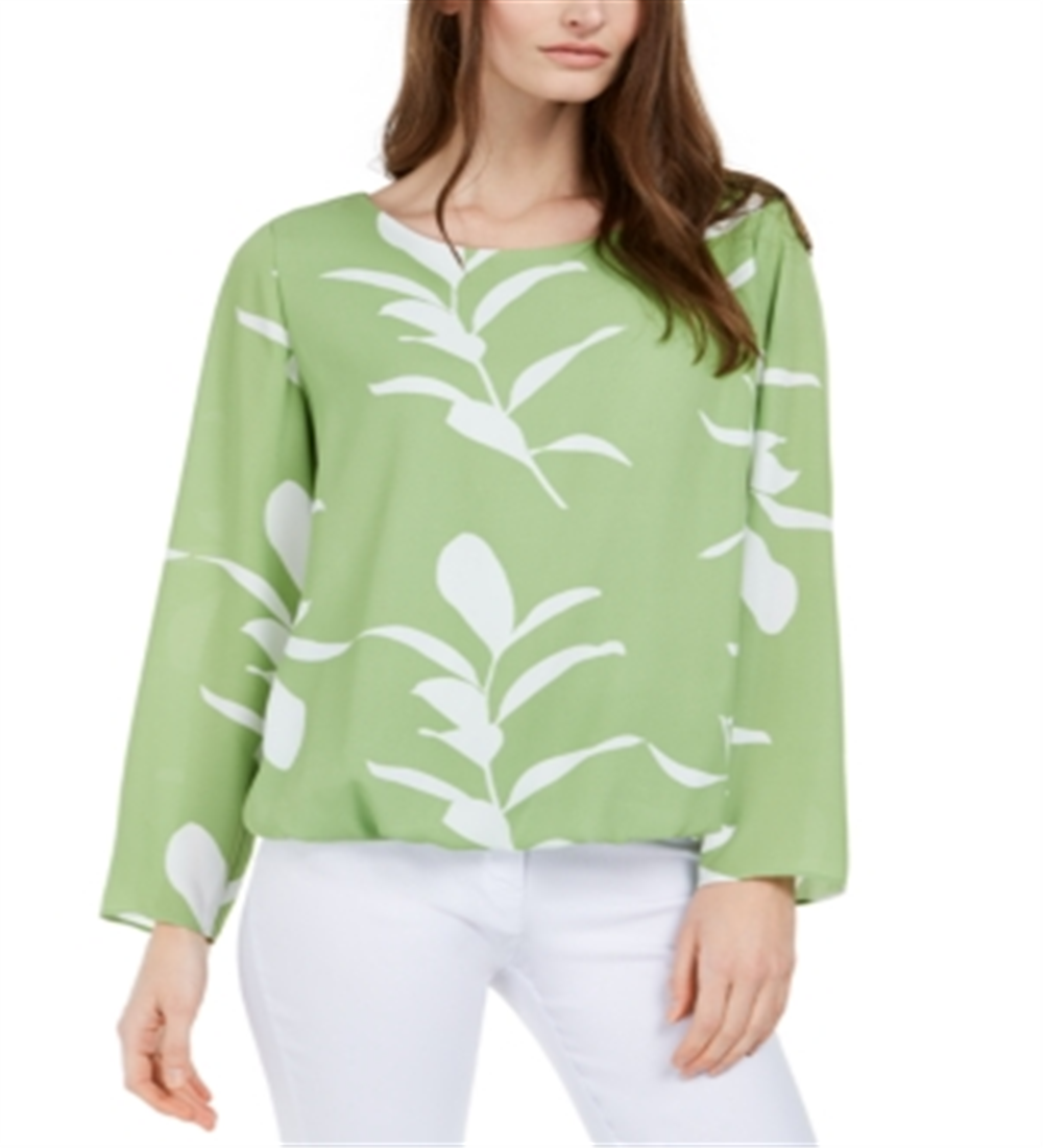 Blusa feminina Alfani com estampa de balão e bainha verde, tamanho pequeno G
