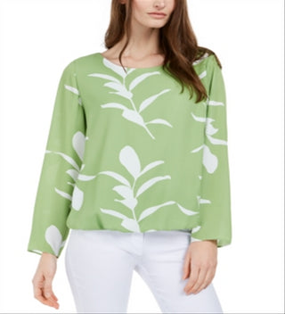 Blusa feminina Alfani com estampa de balão e bainha verde, tamanho pequeno G