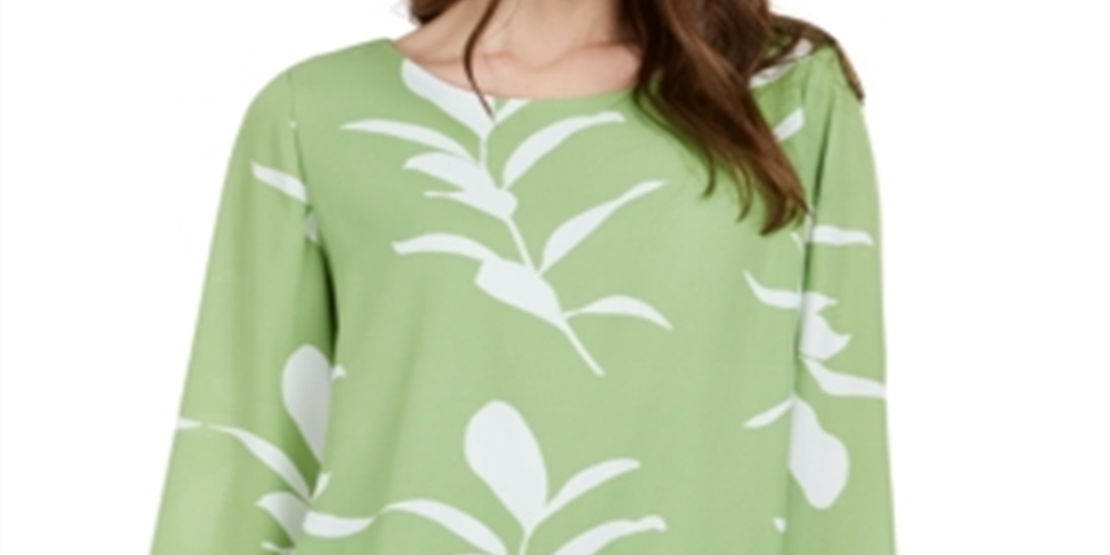 Blusa feminina Alfani com estampa de balão e bainha verde, tamanho pequeno G