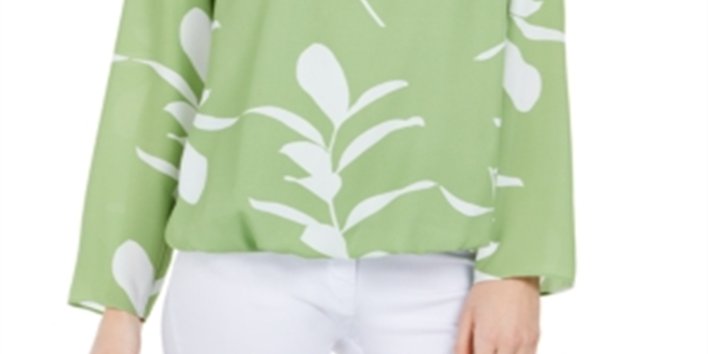 Blusa feminina Alfani com estampa de balão e bainha verde, tamanho pequeno G