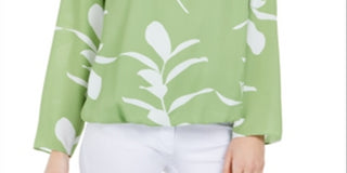 Blusa feminina Alfani com estampa de balão e bainha verde, tamanho pequeno G