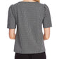 Blusa feminina Vince Camuto com decote em V e manga curta espinha de peixe, cinza, tamanho GG