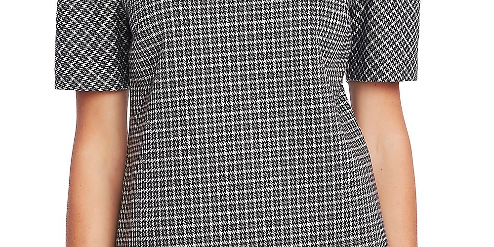 Blusa feminina Vince Camuto com decote em V e manga curta espinha de peixe, cinza, tamanho GG