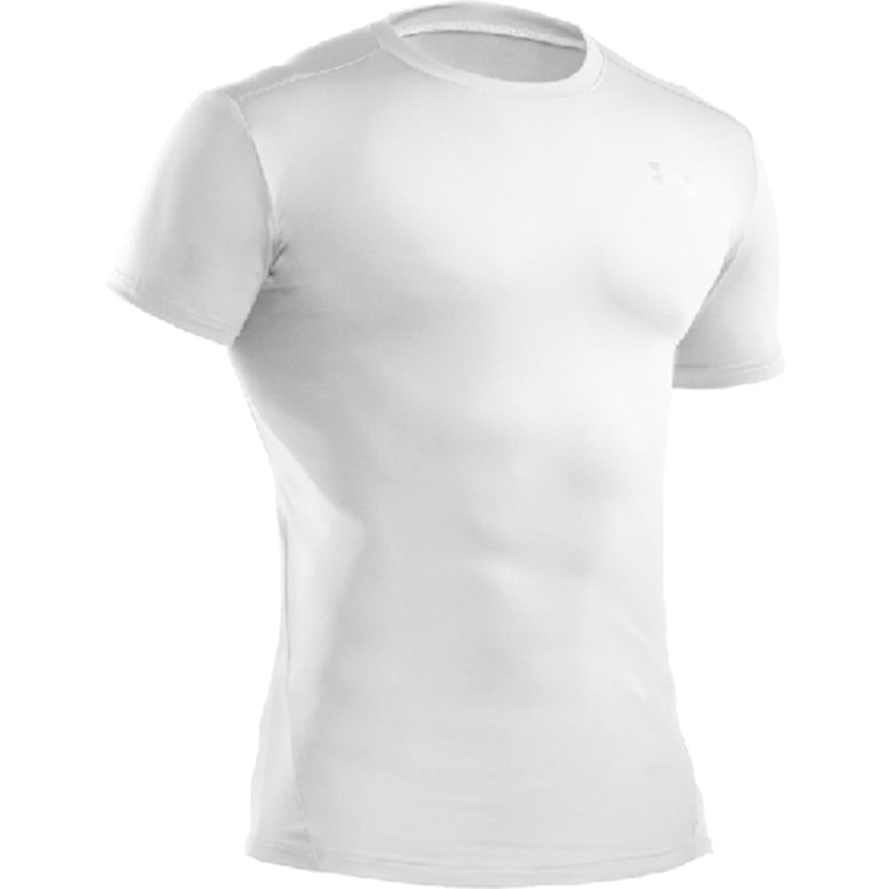 Camiseta de compressão de manga curta Under Armour Tactical Heatgear masculina, branca, tamanho P
