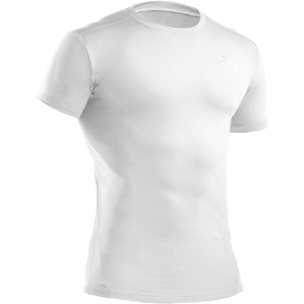 Camiseta de compressão de manga curta Under Armour Tactical Heatgear masculina, branca, tamanho P