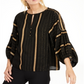 Nanette Lepore Top Listrado Metálico Preto Tamanho 10