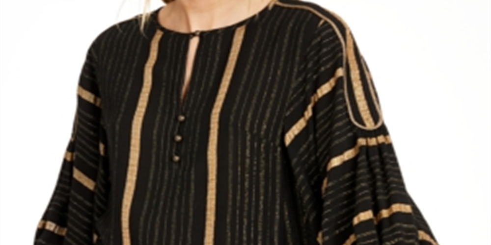 Nanette Lepore Top Listrado Metálico Preto Tamanho 10