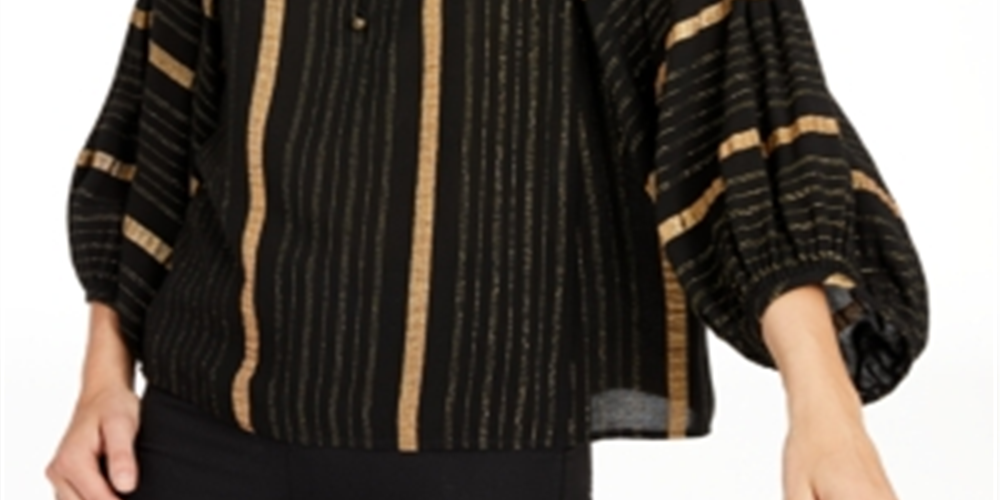 Nanette Lepore Top Listrado Metálico Preto Tamanho 10