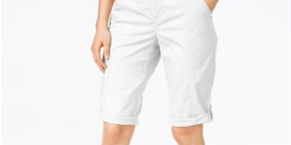 Shorts cargo femininos estilo &amp; co, cintura média, branco, tamanho 2 P