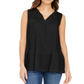 Top feminino sem mangas estilo camponês de algodão estilo &amp; co, preto, tamanho médio