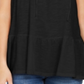 Top feminino sem mangas estilo camponês de algodão estilo &amp; co, preto, tamanho médio