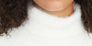 Suéter feminino Sanctuary Eyelash com gola alta, branco, tamanho X-S