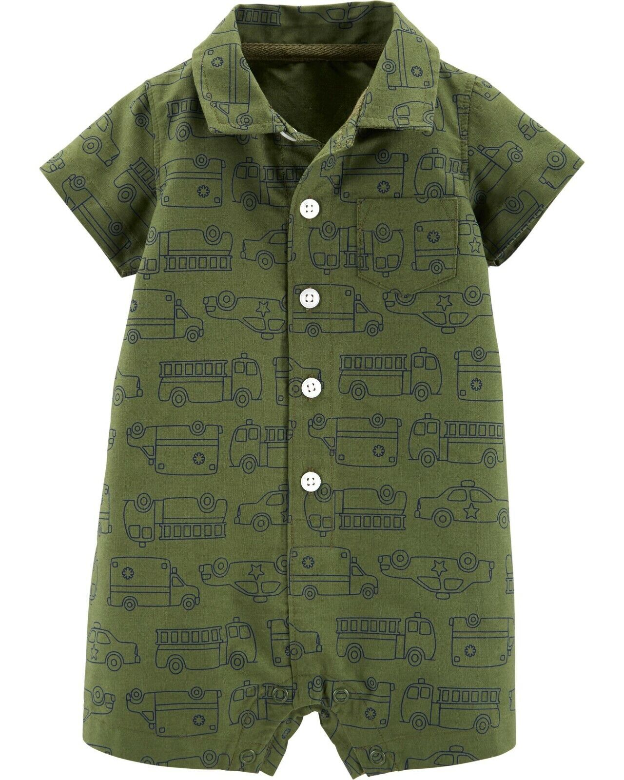 Macacão de algodão estampado com veículo de resgate Carter's Baby Boy, tamanho verde, para recém-nascido