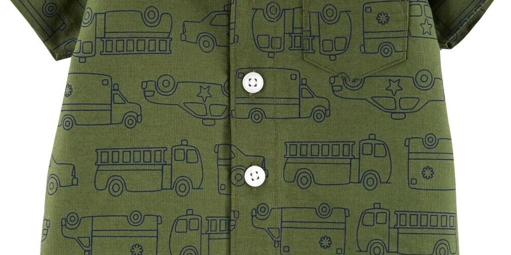Macacão de algodão estampado com veículo de resgate Carter's Baby Boy, tamanho verde, para recém-nascido