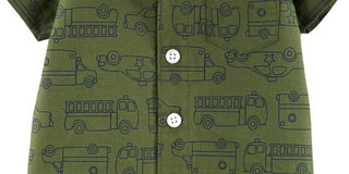 Macacão de algodão estampado com veículo de resgate Carter's Baby Boy, tamanho verde, para recém-nascido