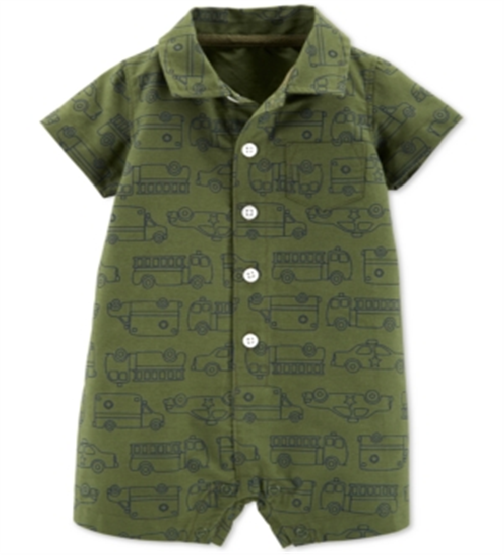 Macacão de algodão estampado com veículo de resgate Carter's Baby Boy, tamanho verde, para recém-nascido