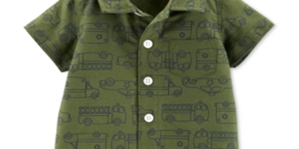 Macacão de algodão estampado com veículo de resgate Carter's Baby Boy, tamanho verde, para recém-nascido