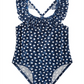 Maiô com estampa de bolinhas e babados First Impressions para bebê menina, azul, tamanho 12 meses