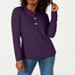 Karen Scott Suéter Feminino de Algodão com Gola V e Hardware Roxo Dynasty Tamanho P