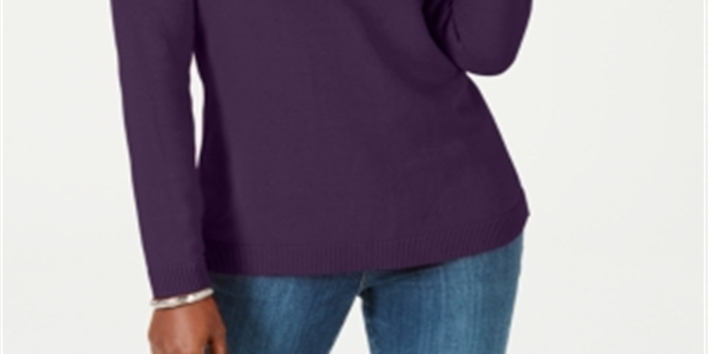 Karen Scott Suéter Feminino de Algodão com Gola V e Hardware Roxo Dynasty Tamanho P