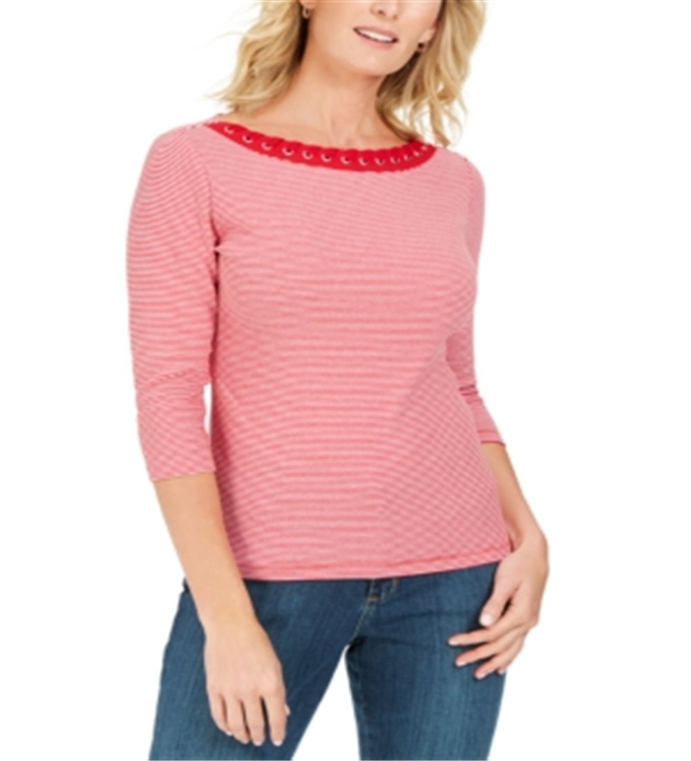 Karen Scott Top Feminino de Algodão com Ilhós Vermelho Tamanho X-S