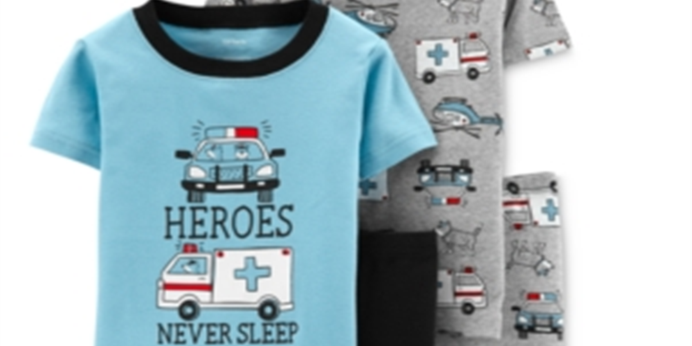 Conjunto de pijamas de algodão Carter's Baby Boy's 4 peças Heroes Never Sleep - Cinza, tamanho 6 meses