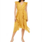 Vestido MIDI com estampa queimada Petite Burnout para mulheres da INC, amarelo, tamanho Petit M