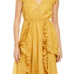 Vestido MIDI com estampa queimada Petite Burnout para mulheres da INC, amarelo, tamanho Petit M